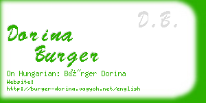 dorina burger business card